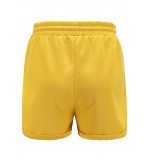 Yellow Drawstring Pocket Roll Up Hem Casual Shorts