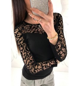 Black Lace Mesh Sheer Sexy Blouse