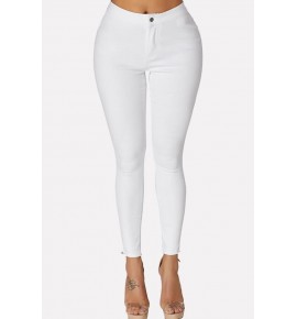 White Pocket Casual Skinny Jeans