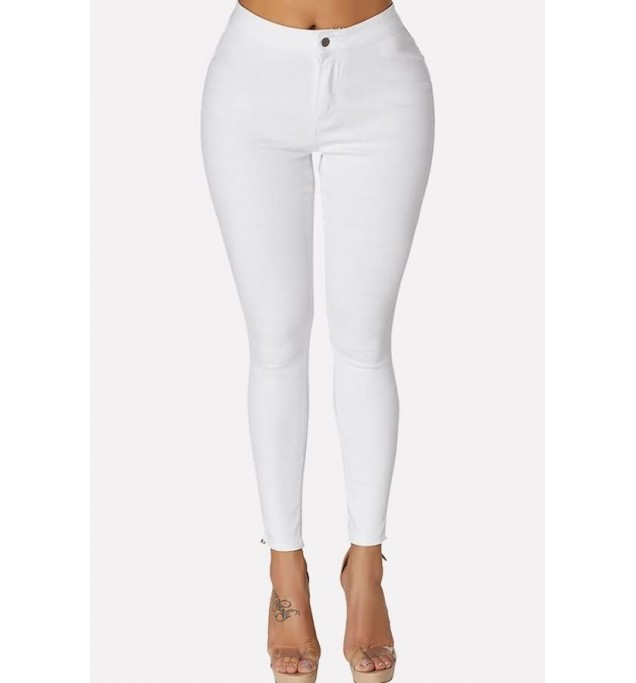 White Pocket Casual Skinny Jeans